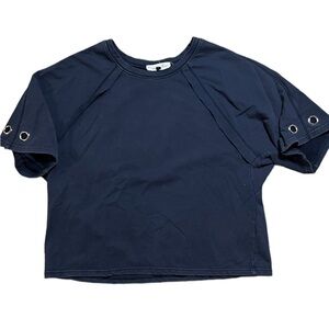 Organic Rags Womens Navy Blue Loose Fit Blouse Metal Details Sleeve Size Large